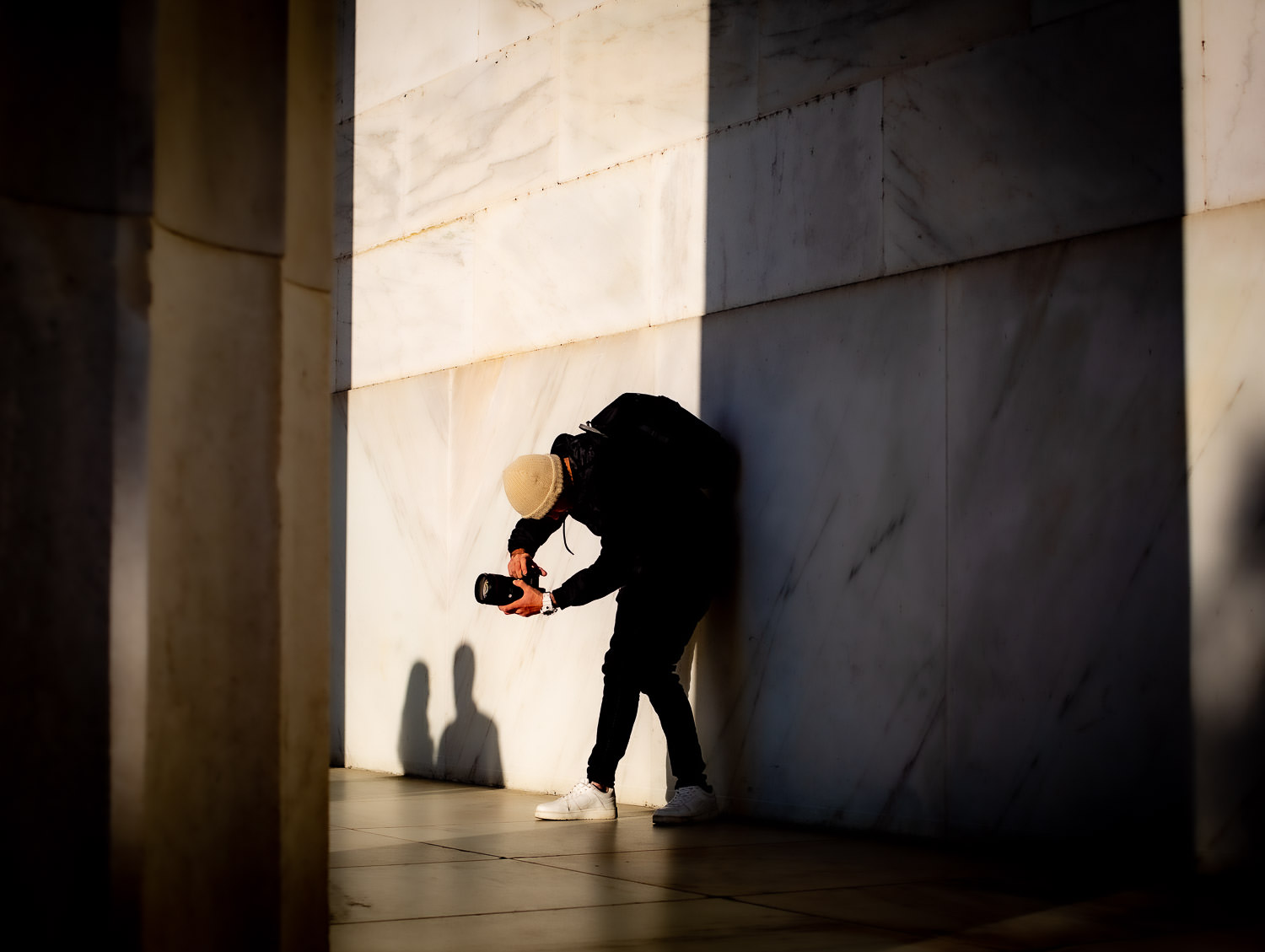 Shadow patterns at a DC memorial