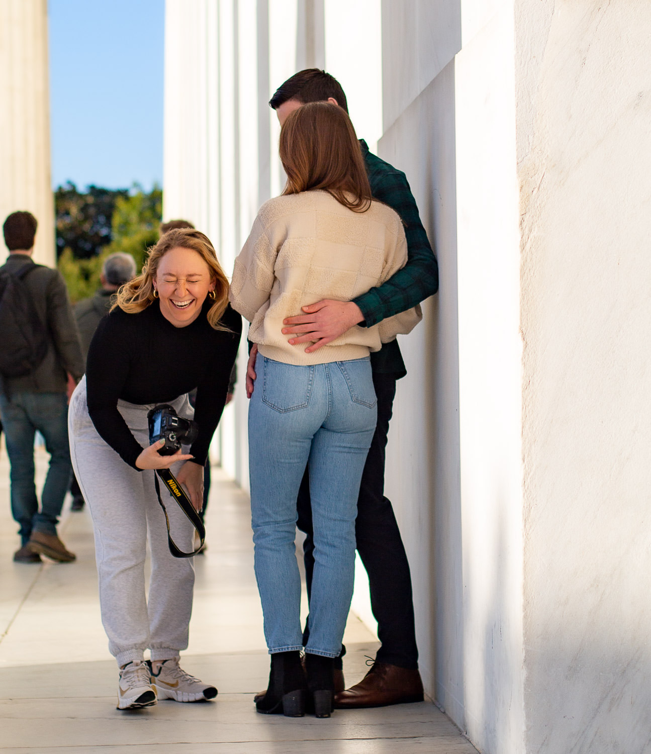 Photographer sharing a laugh
