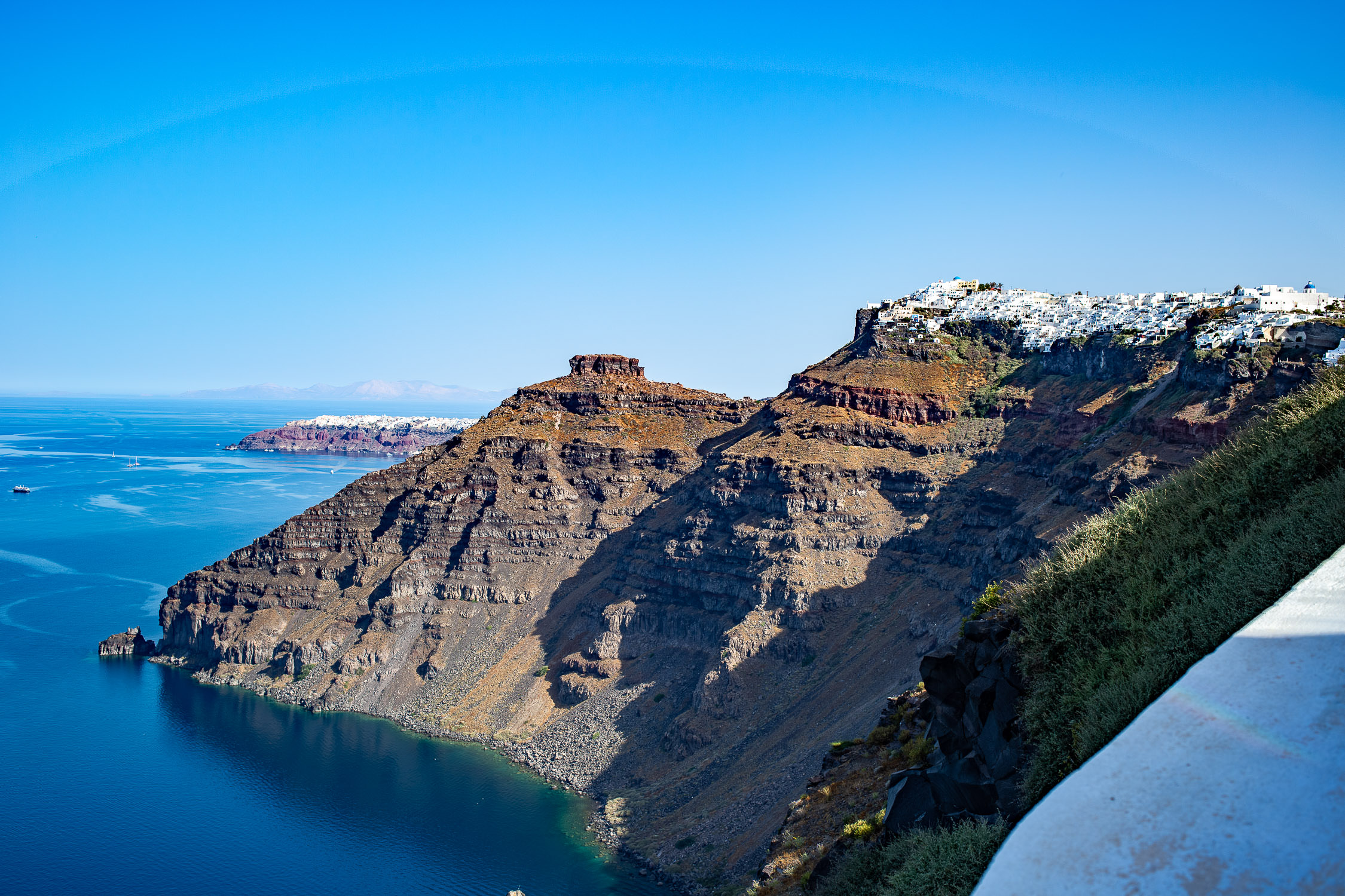 Dramatic rock cliffs along the coast of Greece