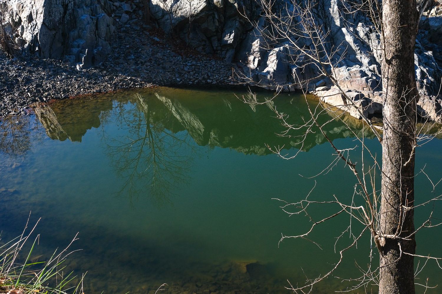 Canal with reflections on still water