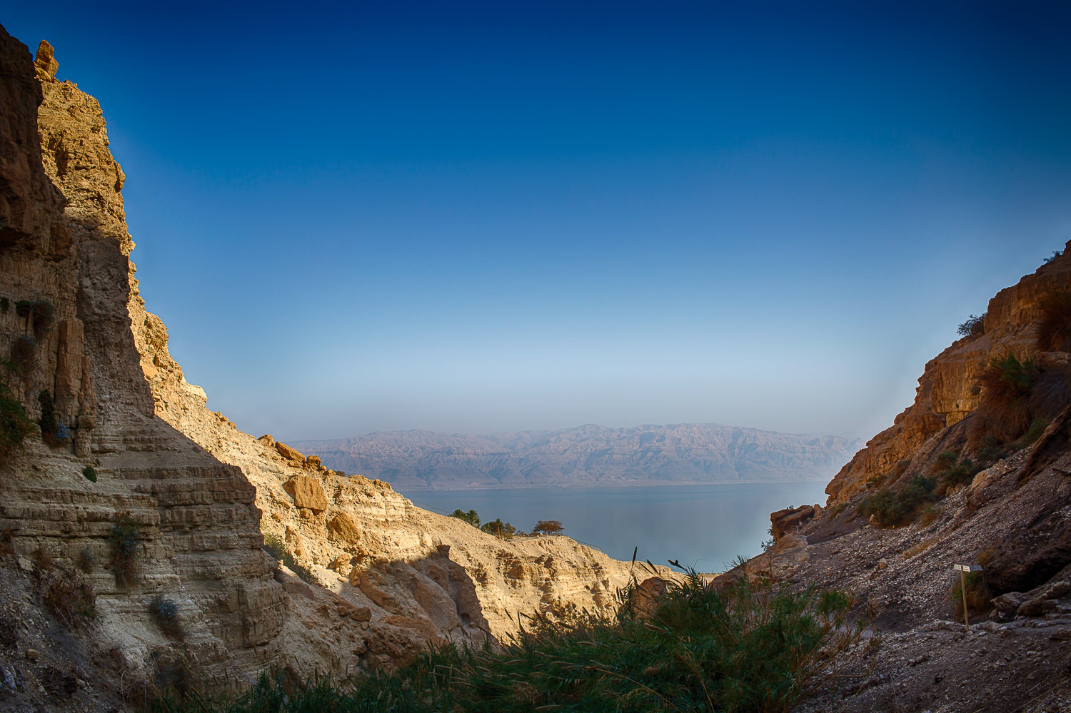 Dead Sea shoreline with salt formations
