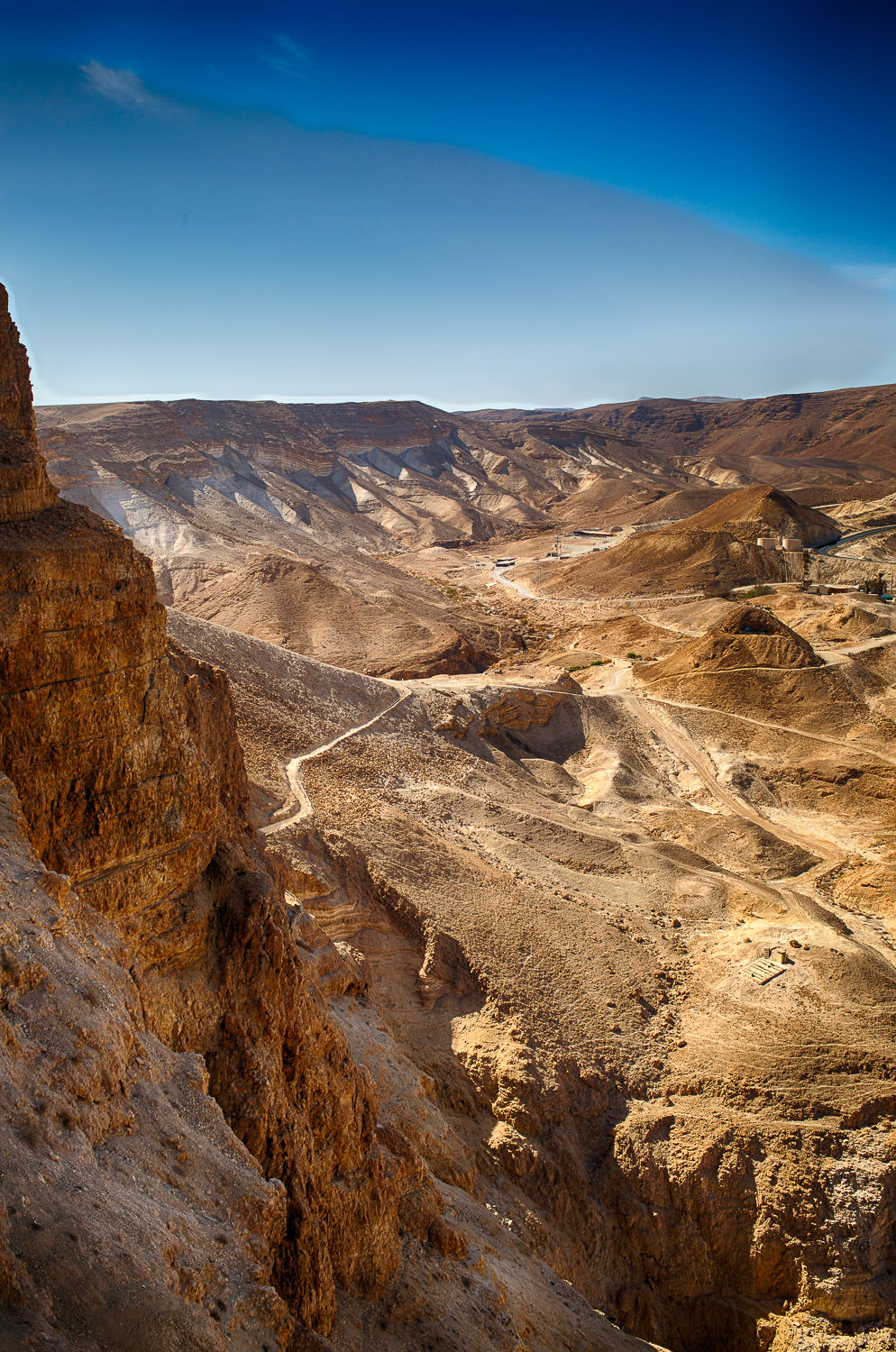 Desert mountains under clear sky
