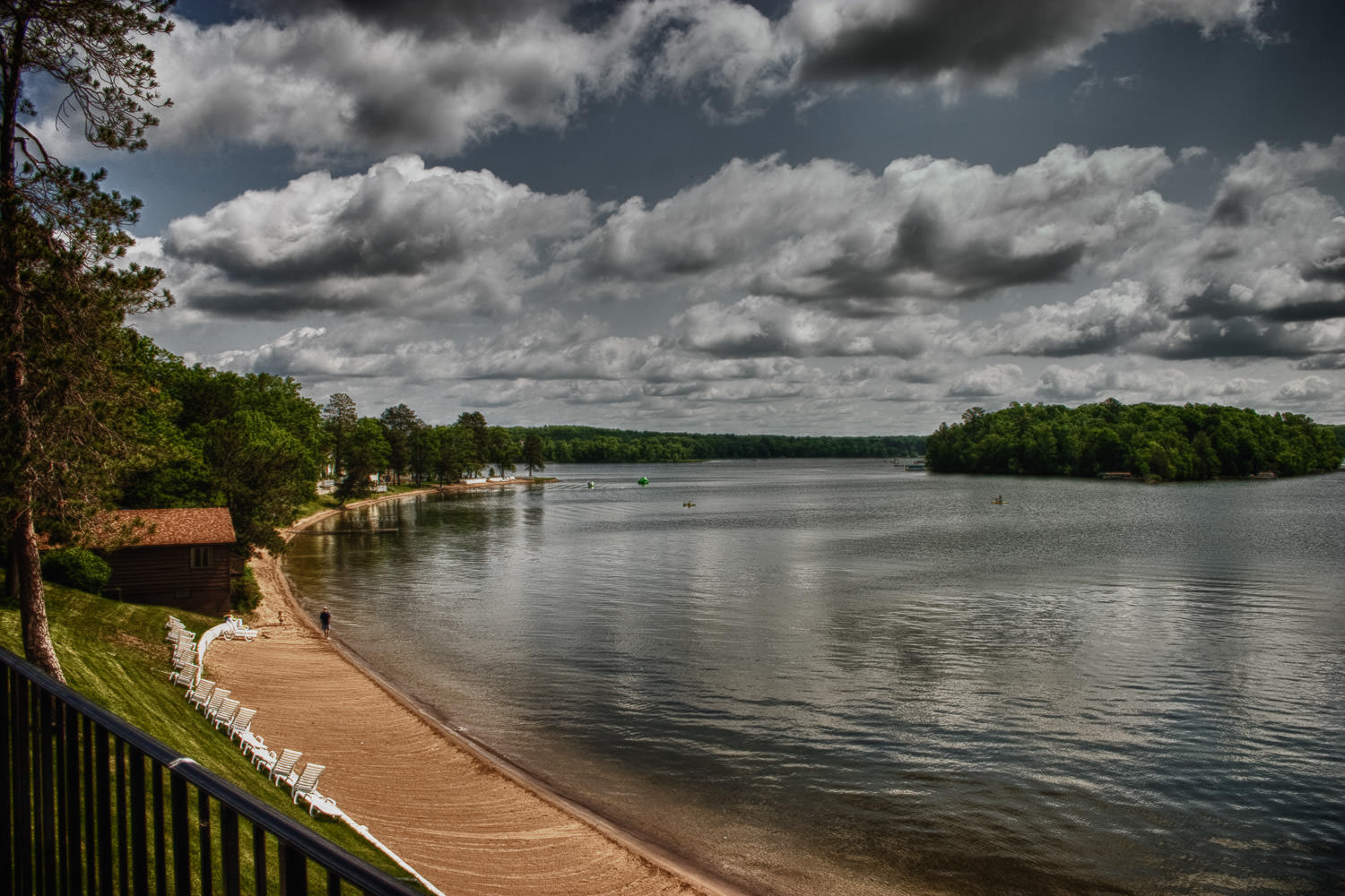 Rocky lakeshore in morning light
