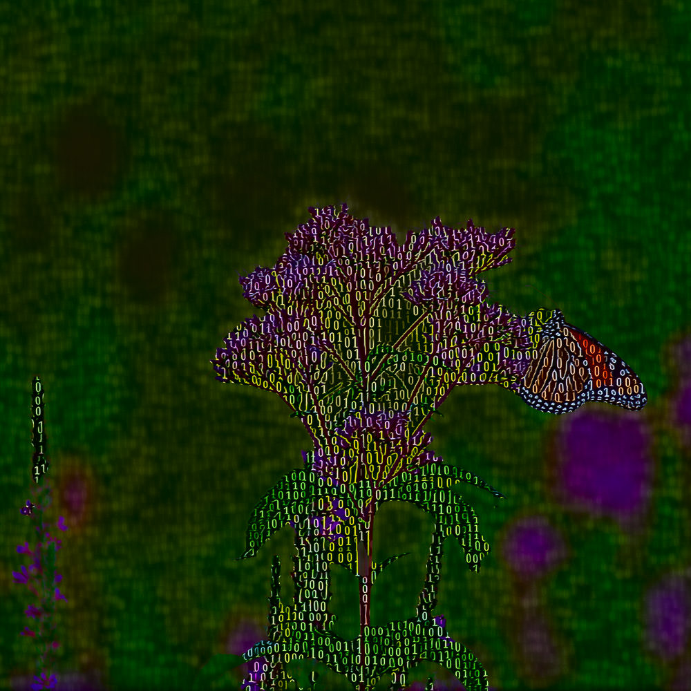 Binary Monarch butterfly artwork, piece 2