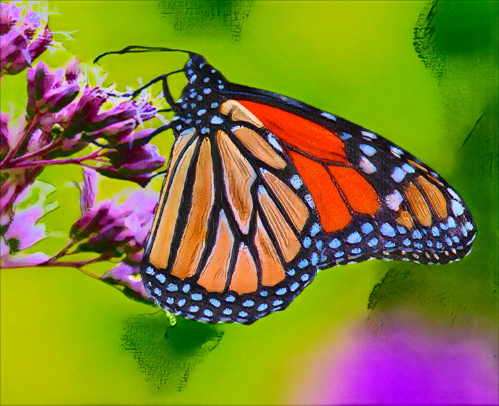 Wood Block Monarch butterfly artwork, piece 1