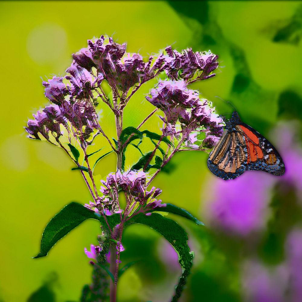 Wood Block Monarch butterfly artwork, piece 3