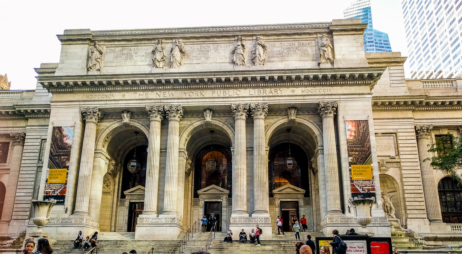 Library with ornate ceiling details