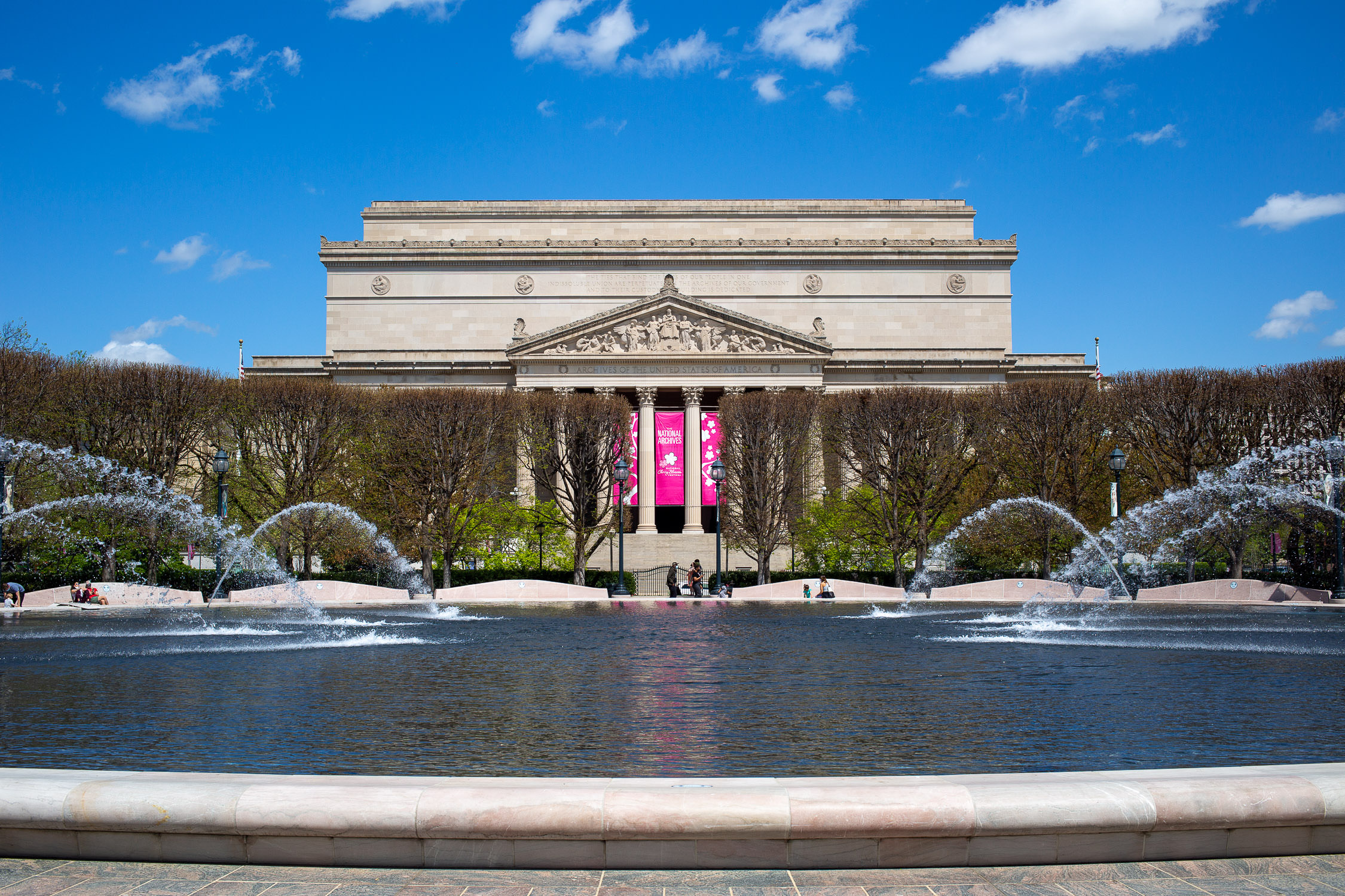 National Archives building reflected in water